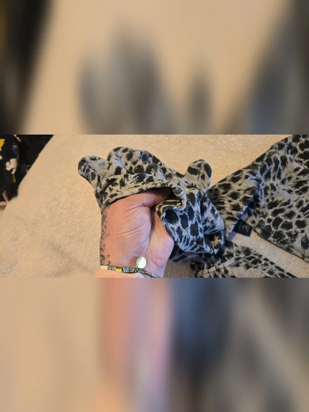 GAP Black & Gray Leopard Zip Hoodie